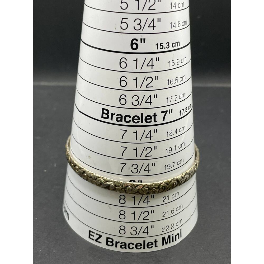 Scara 925 Sterling Silver Bangle Bracelet Engraved Floral Scroll Vintage - Picture 7 of 7